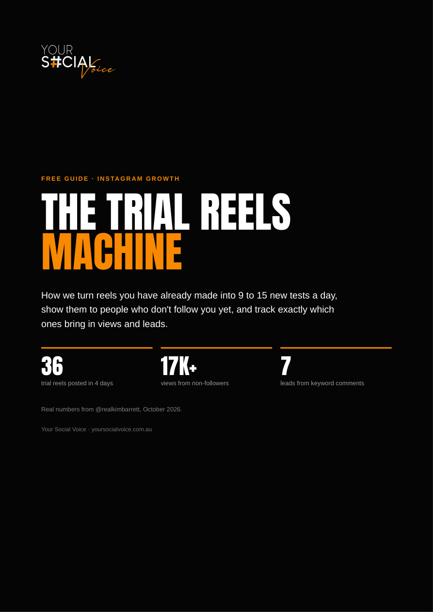Cover of The Trial Reels Machine guide by Your Social Voice